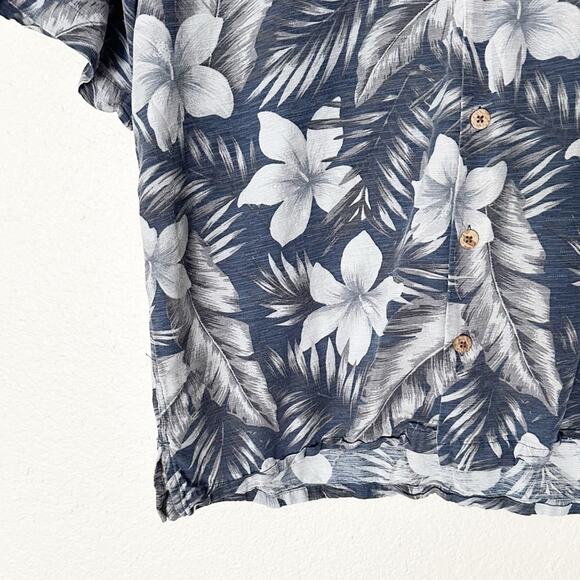 Caribbean Pure Silk Short Sleeve Hawaiian Floral Shirt‎ Blue Size Large - Picture 4 of 6